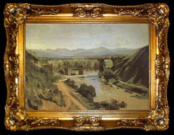 framed  Jean Baptiste Camille  Corot The Bridge at Narni A study (mk05), ta009-2